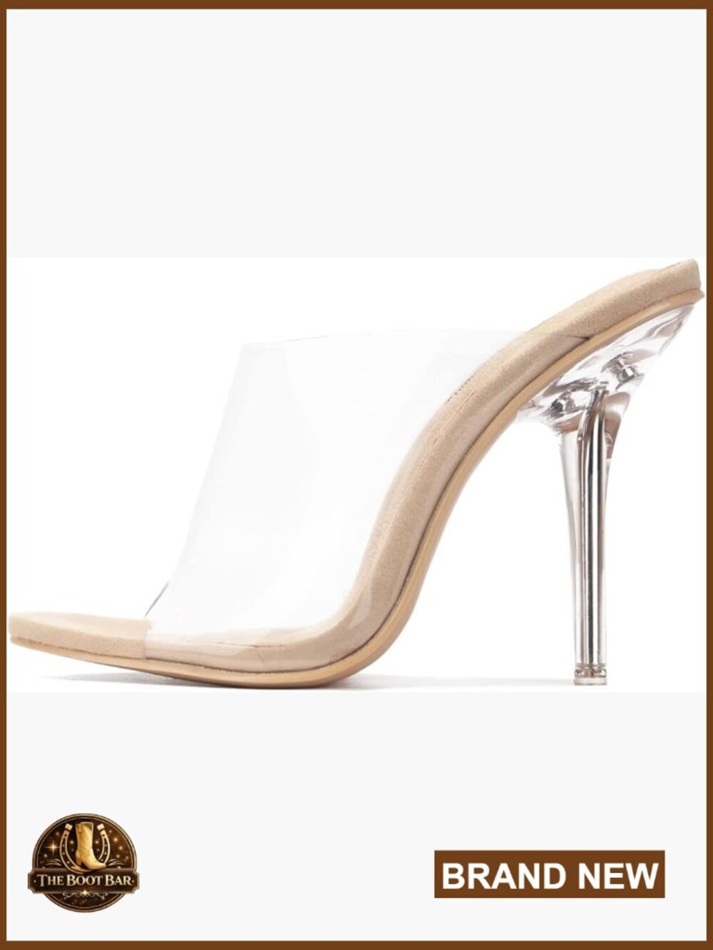 Clear Peep Toe Stiletto Heels Slip On Dressy Pumps Rhinestone Detail Vegan